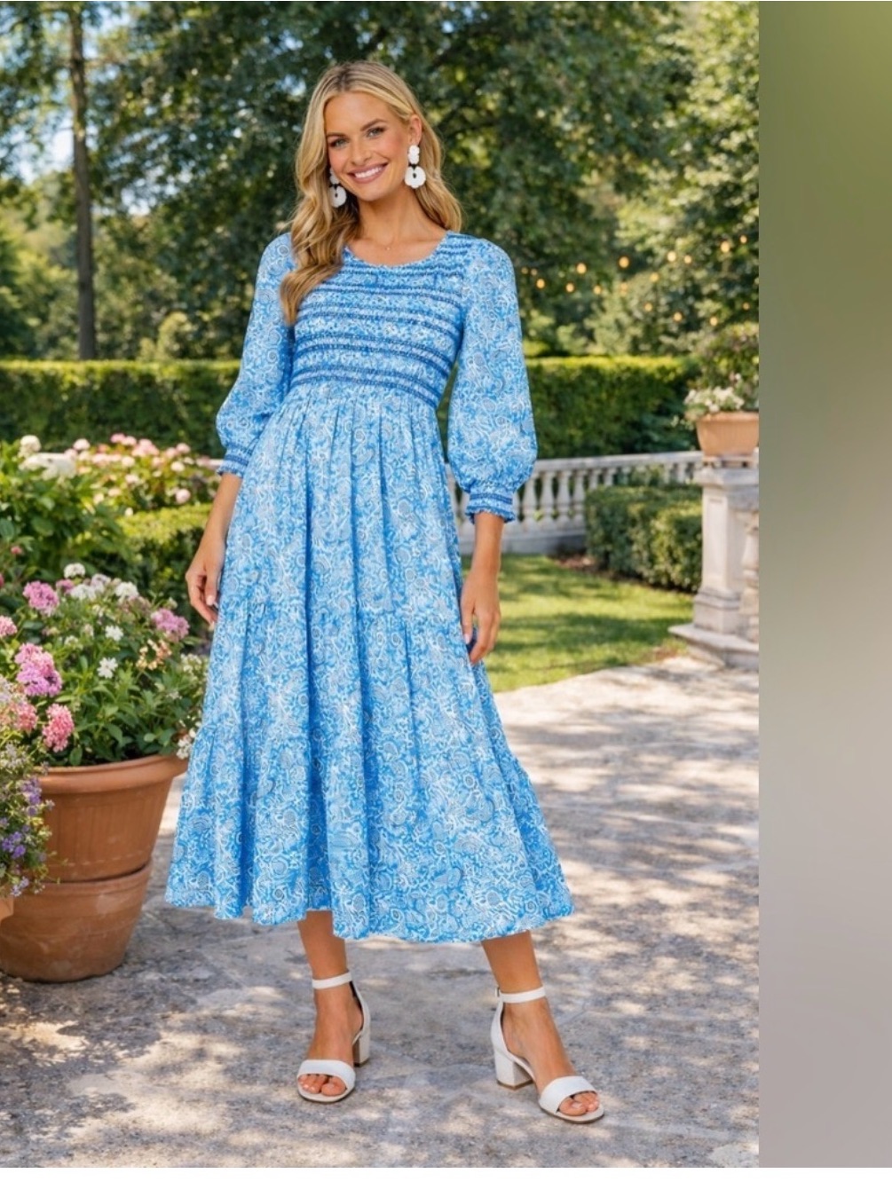 Tuckernuck Pink City Prints Ornate Blue Floral Isabel Dress Nwt Small